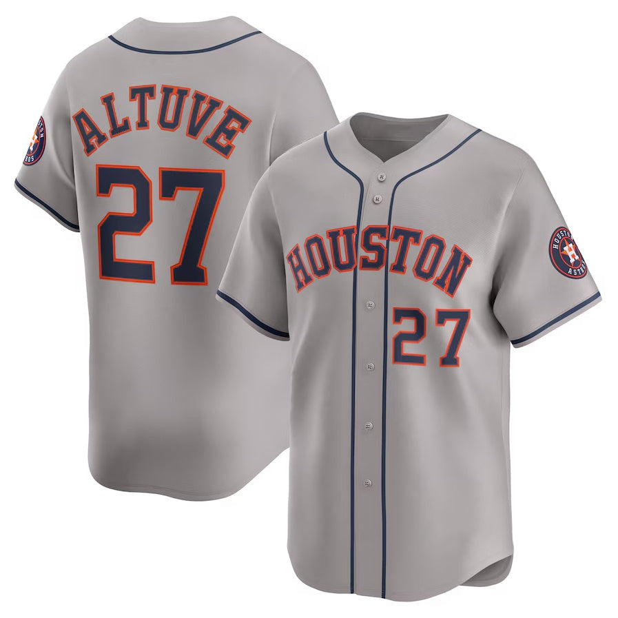 Custom #27 Gray HOU Baseball Shirt Top