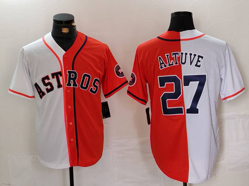 Custom #27 White HOU Baseball Shirt Top