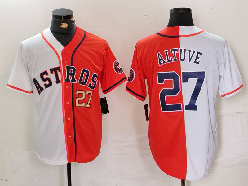 Custom #27 White HOU Baseball Shirt Top