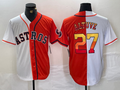 Custom #27 White HOU Baseball Shirt Top