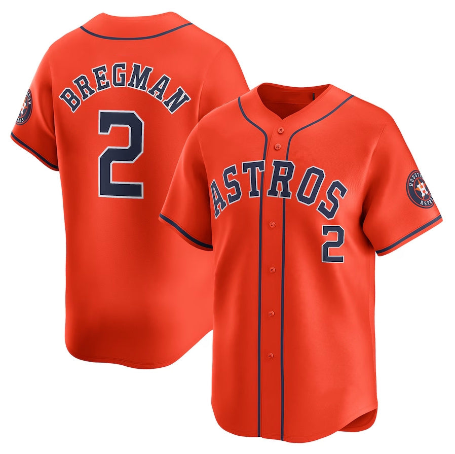 Custom #2 Orange HOU Baseball Shirt Top