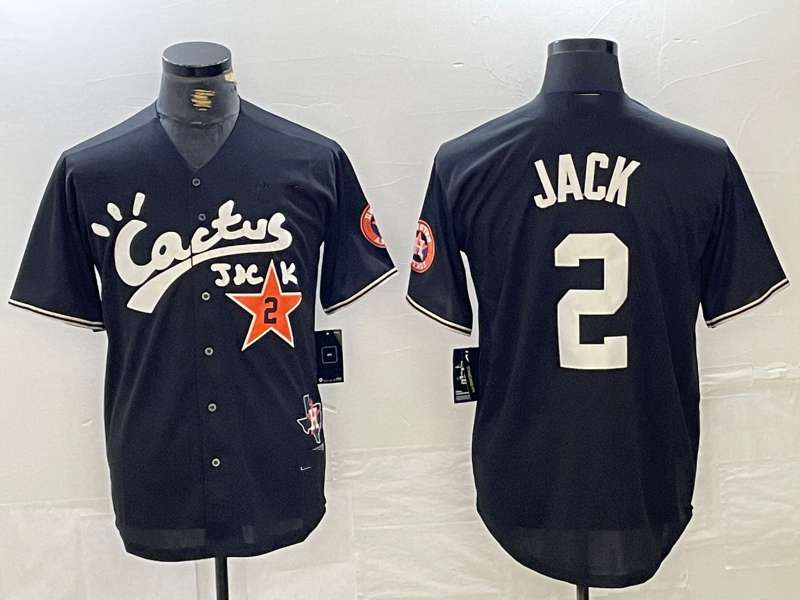 Custom #2 Black HOU Baseball Shirt Top