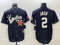 Custom #2 Black HOU Baseball Shirt Top