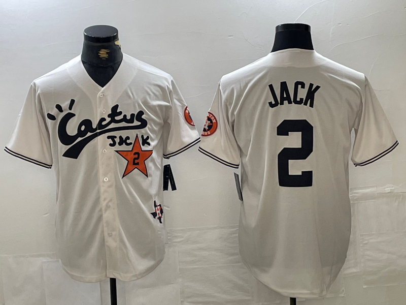 Custom #2 Cream HOU Baseball Shirt Top