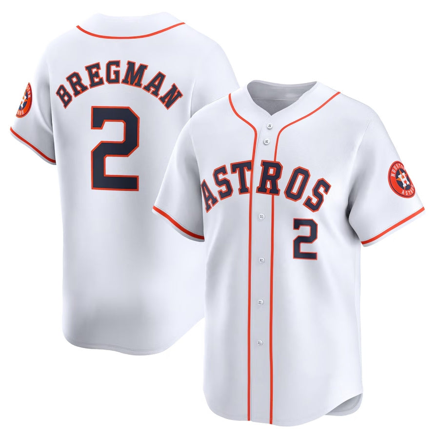 Custom #2 White HOU Baseball Shirt Top