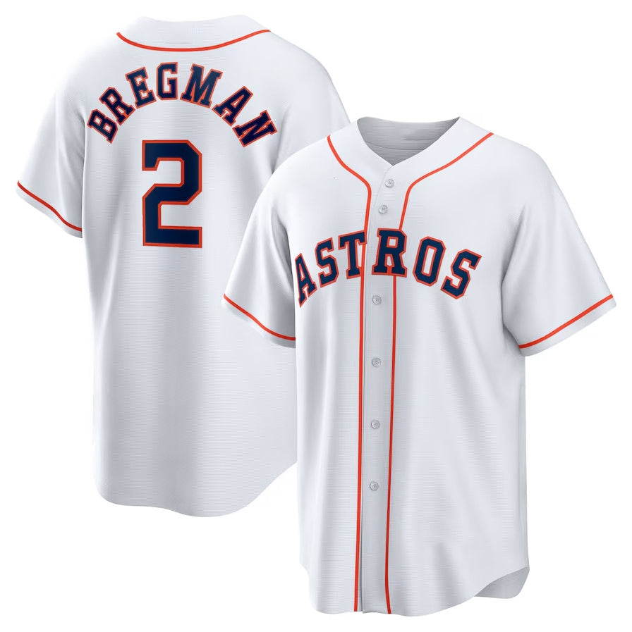 Custom #2 White HOU Baseball Shirt Top