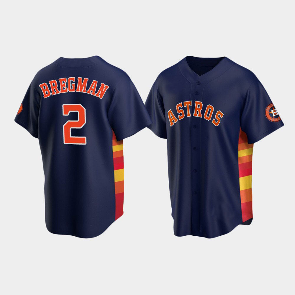 Custom #2 Navy HOU Baseball Shirt Top