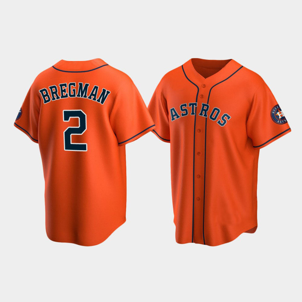 Custom #2 Orange HOU Baseball Shirt Top