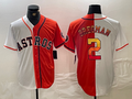 Custom #2 White HOU Baseball Shirt Top