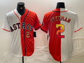 Custom #2 White HOU Baseball Shirt Top