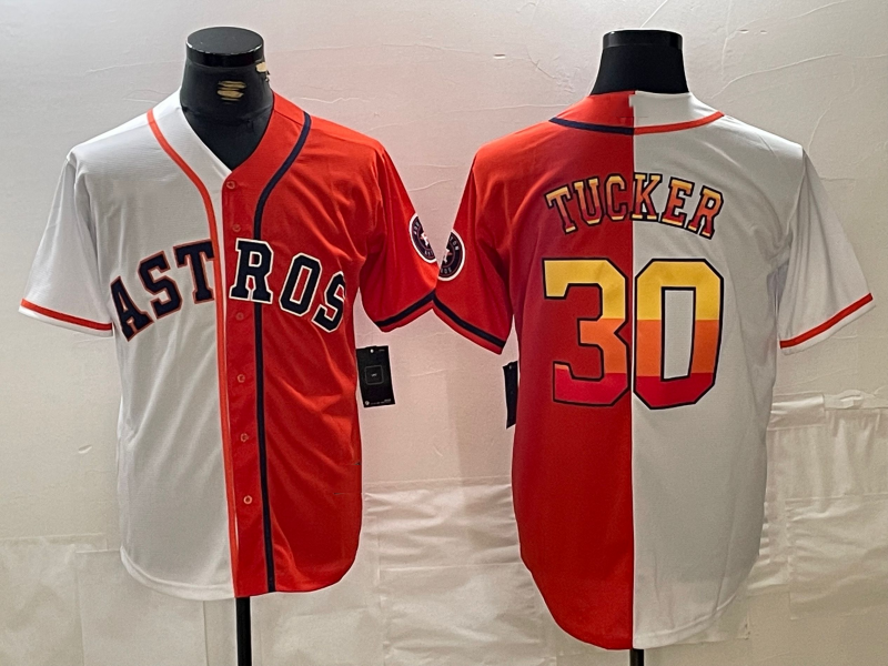 Custom #30 White HOU Baseball Shirt Top