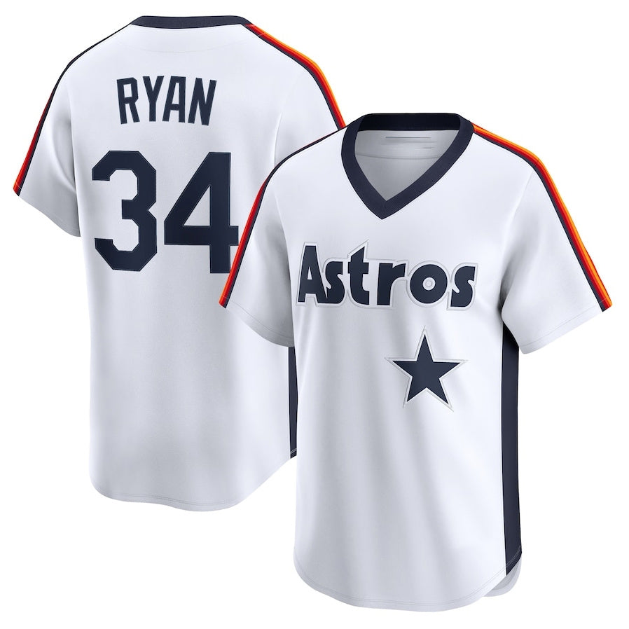 Custom #34 White Throwback HOU Baseball Shirt Top