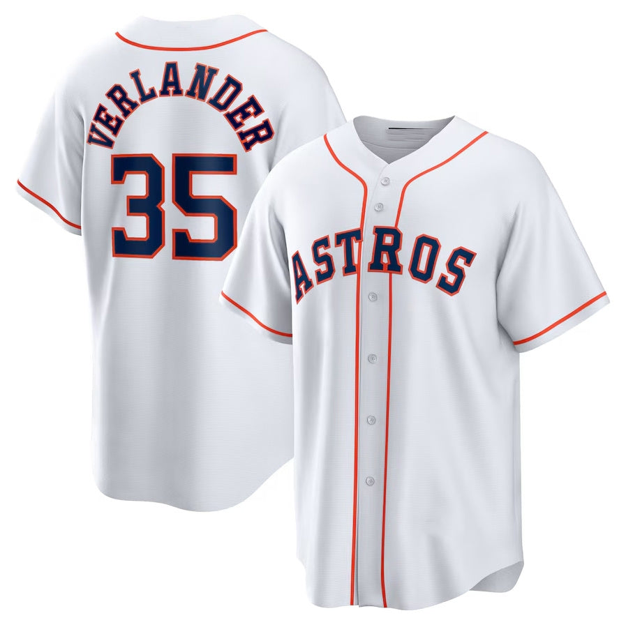Custom #35 White HOU Baseball Shirt Top