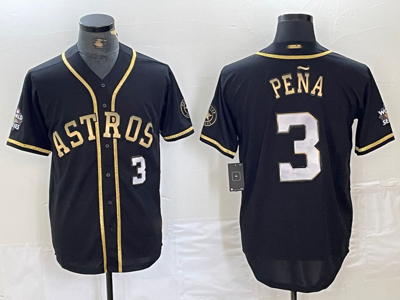 Custom #3 Black HOU Baseball Shirt Top