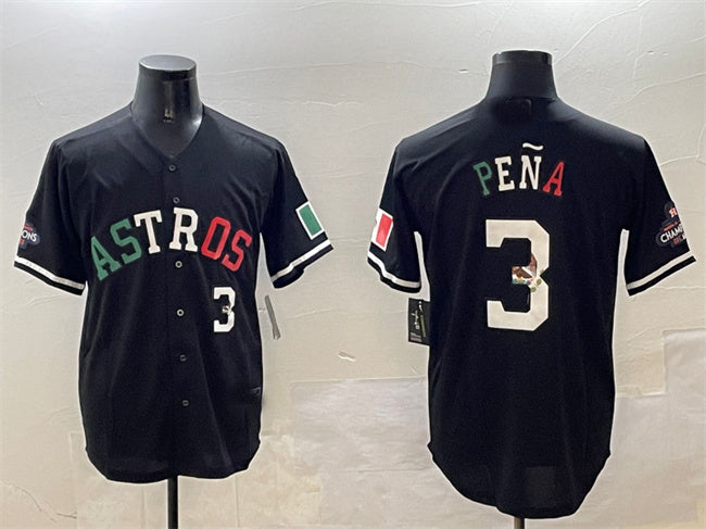 Custom #3 Black HOU Baseball Shirt Top