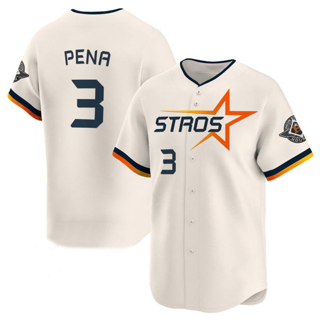 Custom #3 Cream 2025 City Connect HOU Baseball Shirt Top