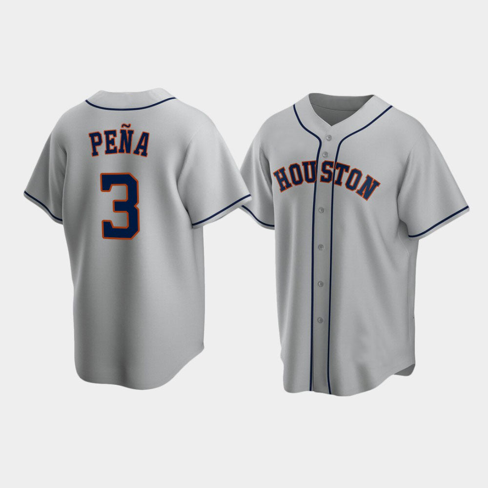 Custom #3 Grey HOU Baseball Shirt Top