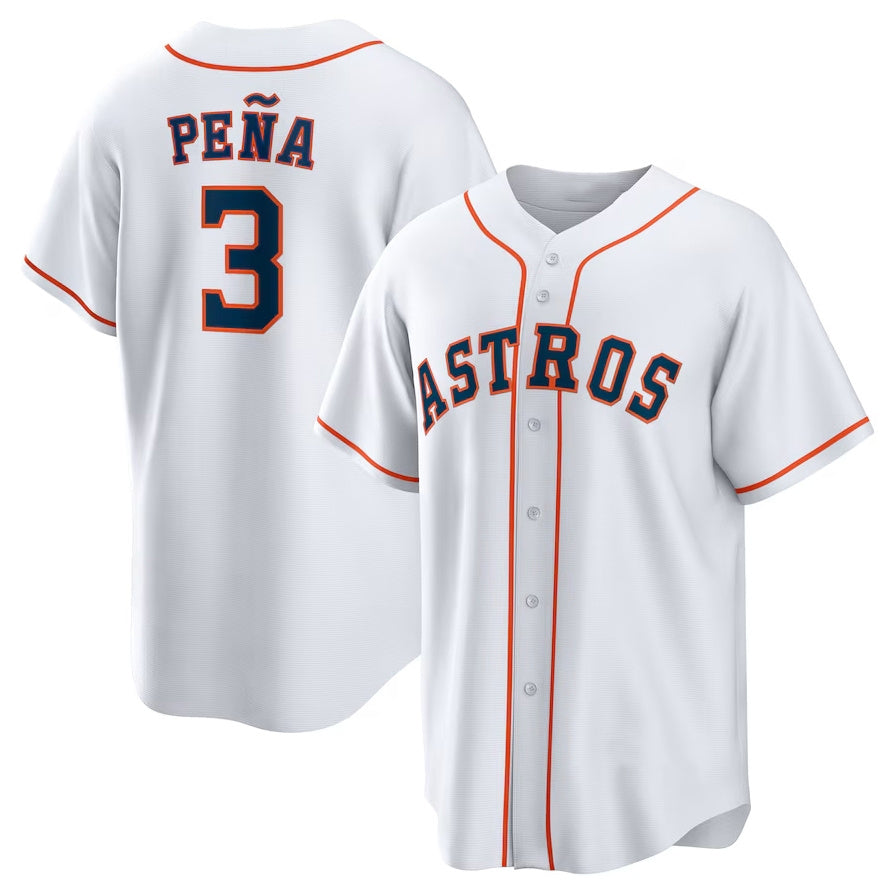 Custom #3 White HOU Baseball Shirt Top