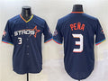 Custom #3 Navy 2025 City Connect HOU Baseball Shirt Top