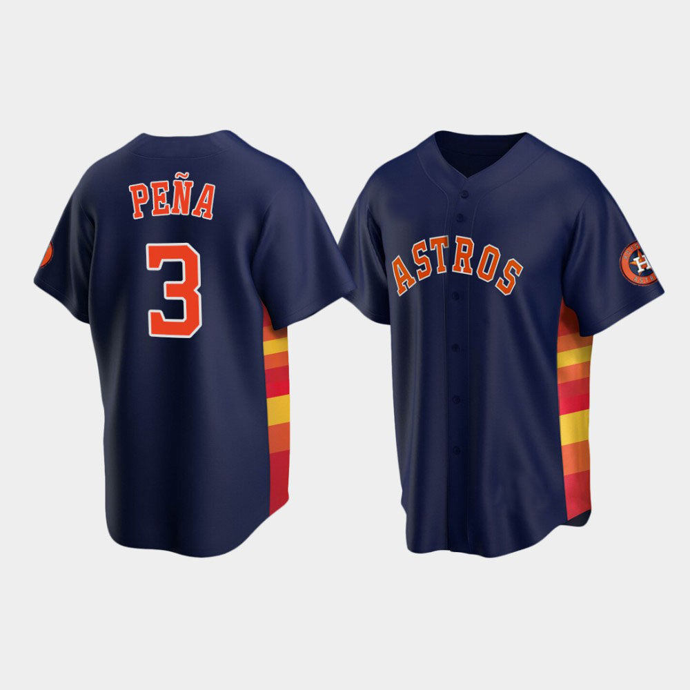 Custom #3 Navy HOU Baseball Shirt Top