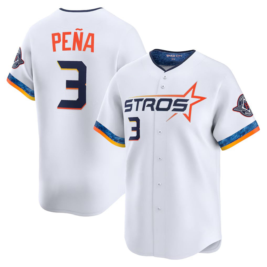 Custom #3 White 2025 City Connect HOU Baseball Shirt Top