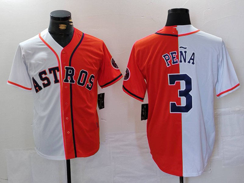 Custom #3 White HOU Baseball Shirt Top