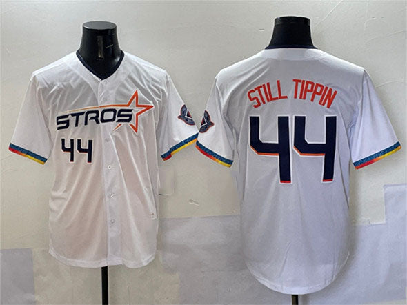 Custom #44 White 2025 City Connect HOU Baseball Shirt Top