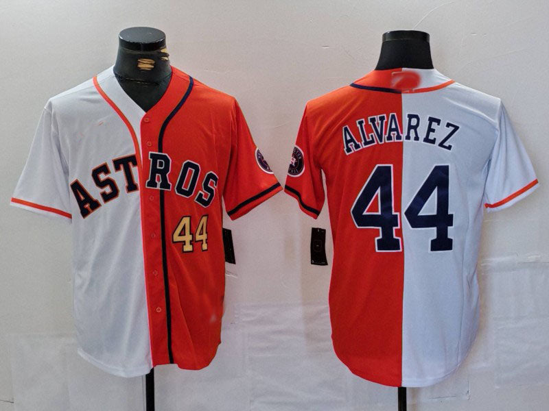 Custom #44 White HOU Baseball Shirt Top