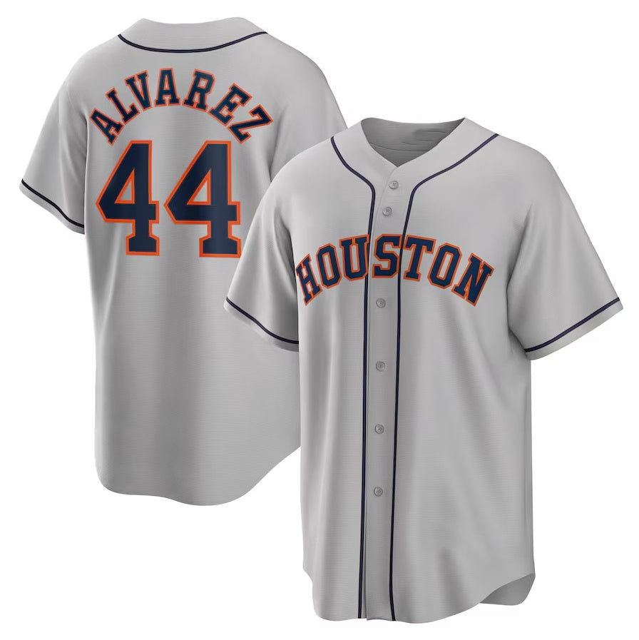 Custom #44 Gray HOU Baseball Shirt Top