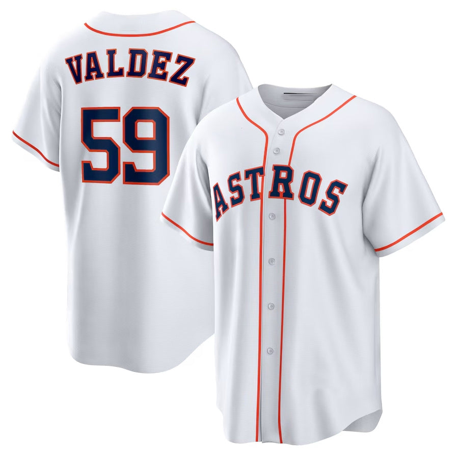 Custom #59 White HOU Baseball Shirt Top