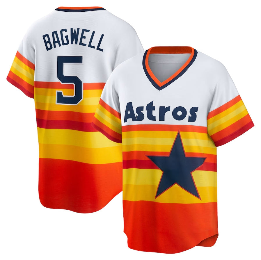 Custom #5 White HOU Baseball Shirt Top