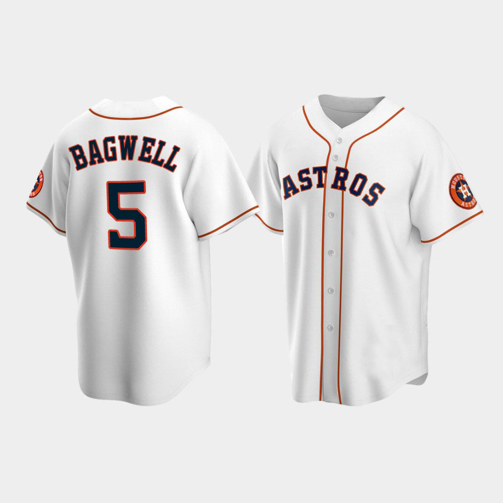 Custom #5 White HOU Baseball Shirt Top