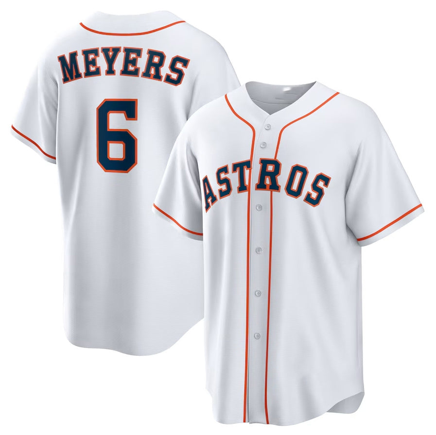 Custom #6 White HOU Baseball Shirt Top