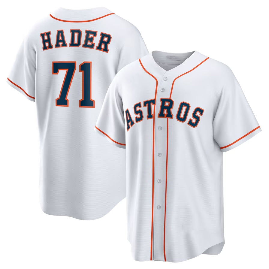 Custom #71 White HOU Baseball Shirt Top