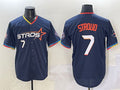 Custom #7 Navy 2025 City Connect HOU Baseball Shirt Top