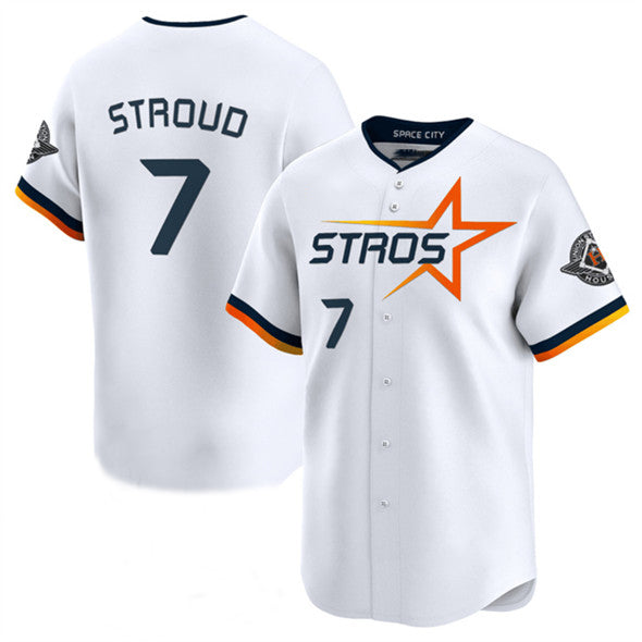 Custom #7 White 2025 City Connect HOU Baseball Shirt Top