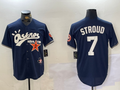 Custom #7 Navy HOU Baseball Shirt Top