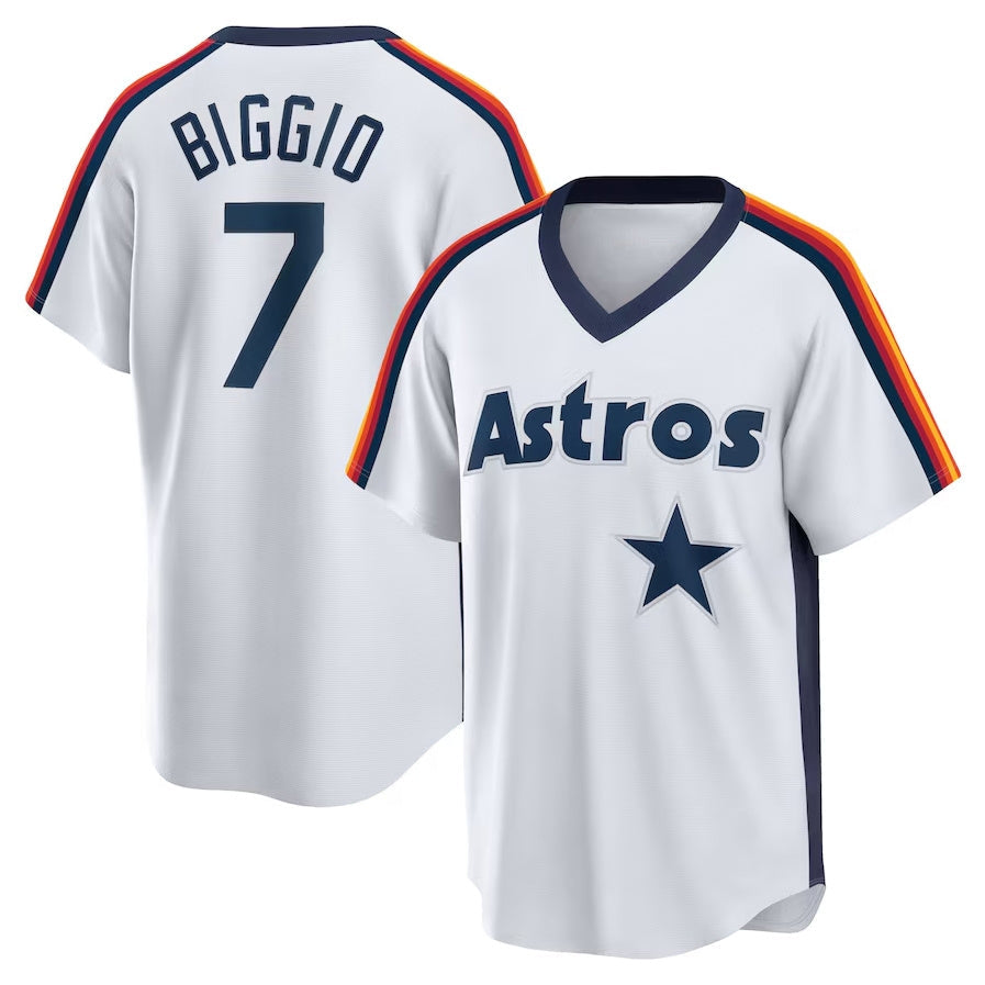 Custom #7 White HOU Baseball Shirt Top