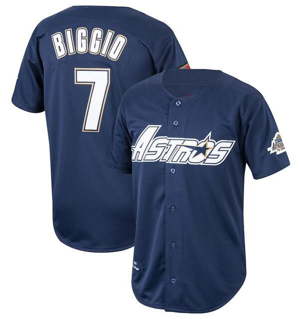 Custom #7 Navy 1994 HOU Baseball Shirt Top