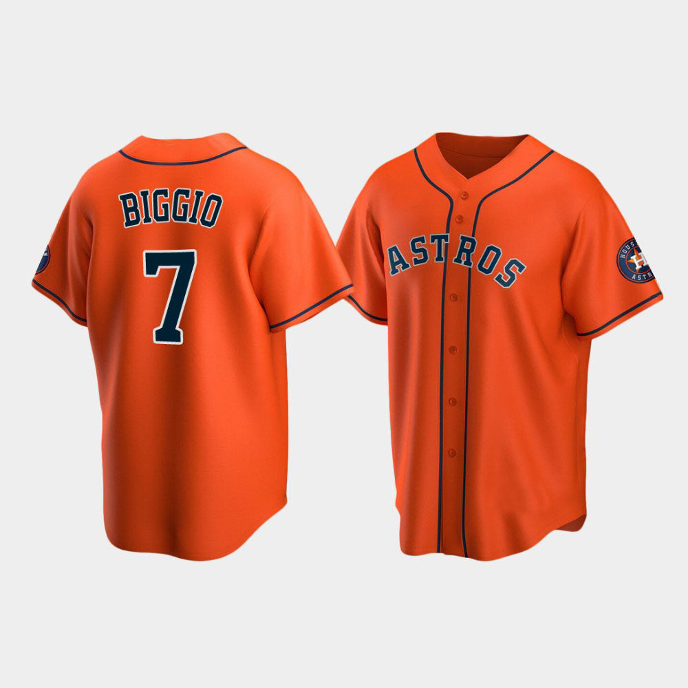 Custom #7 Orange HOU Baseball Shirt Top