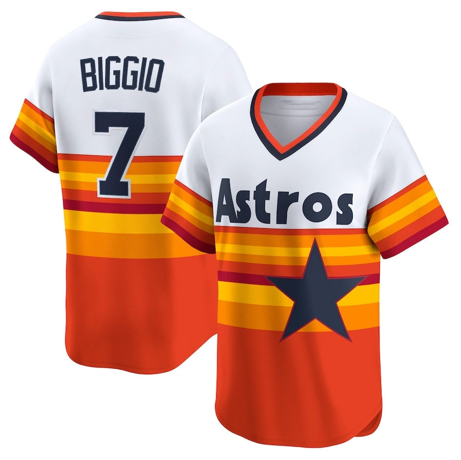 Custom #7 White Throwback HOU Baseball Shirt Top