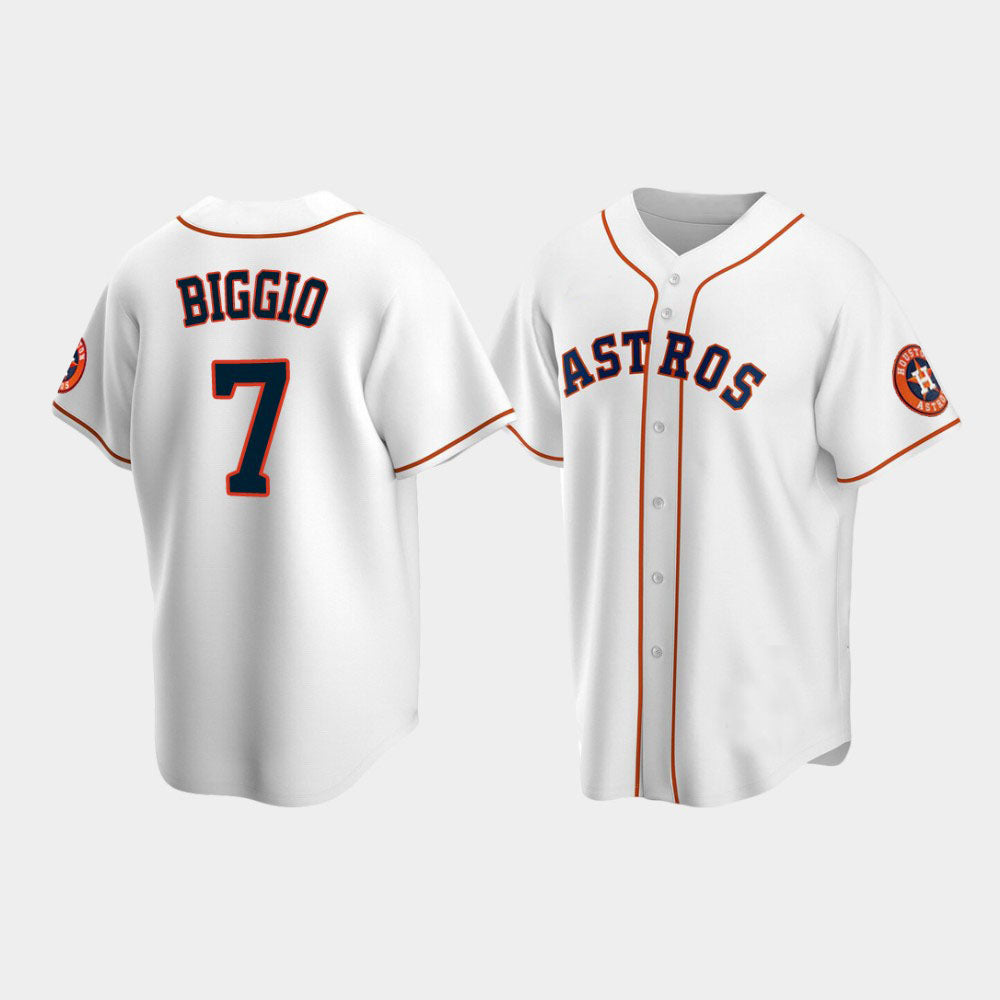 Custom #7 White HOU Baseball Shirt Top
