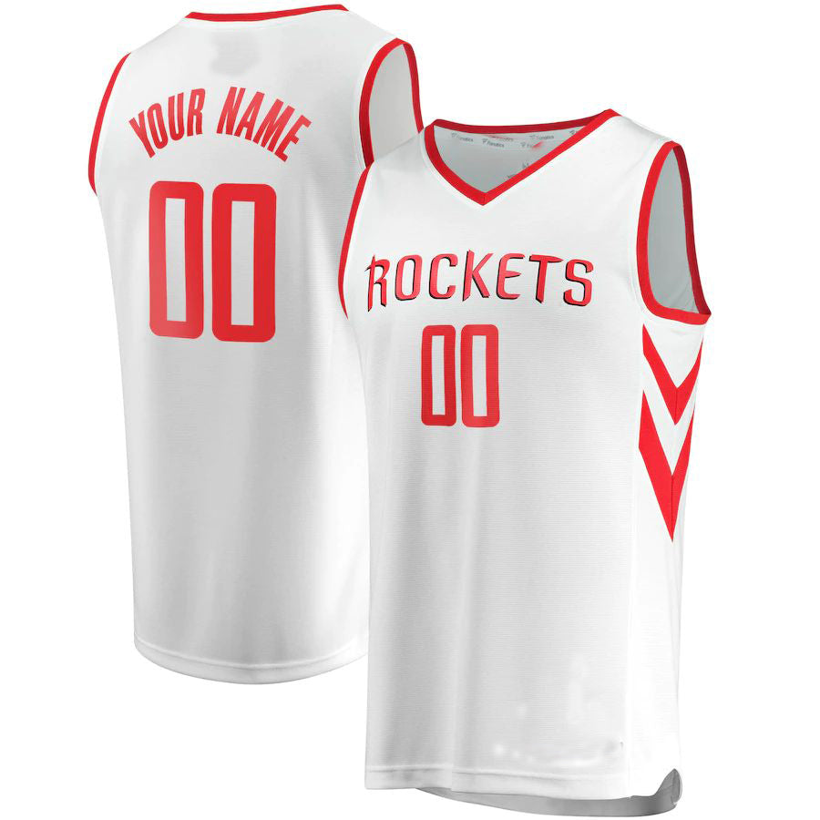 Custom White HOU Basketball Shirt Top