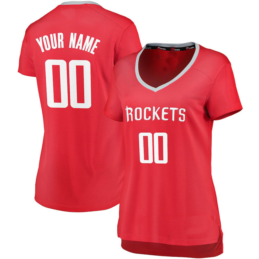 Custom Red HOU Basketball Shirt Top