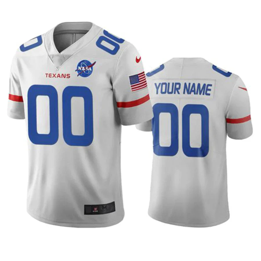 Custom White HOU Football Shirt Top