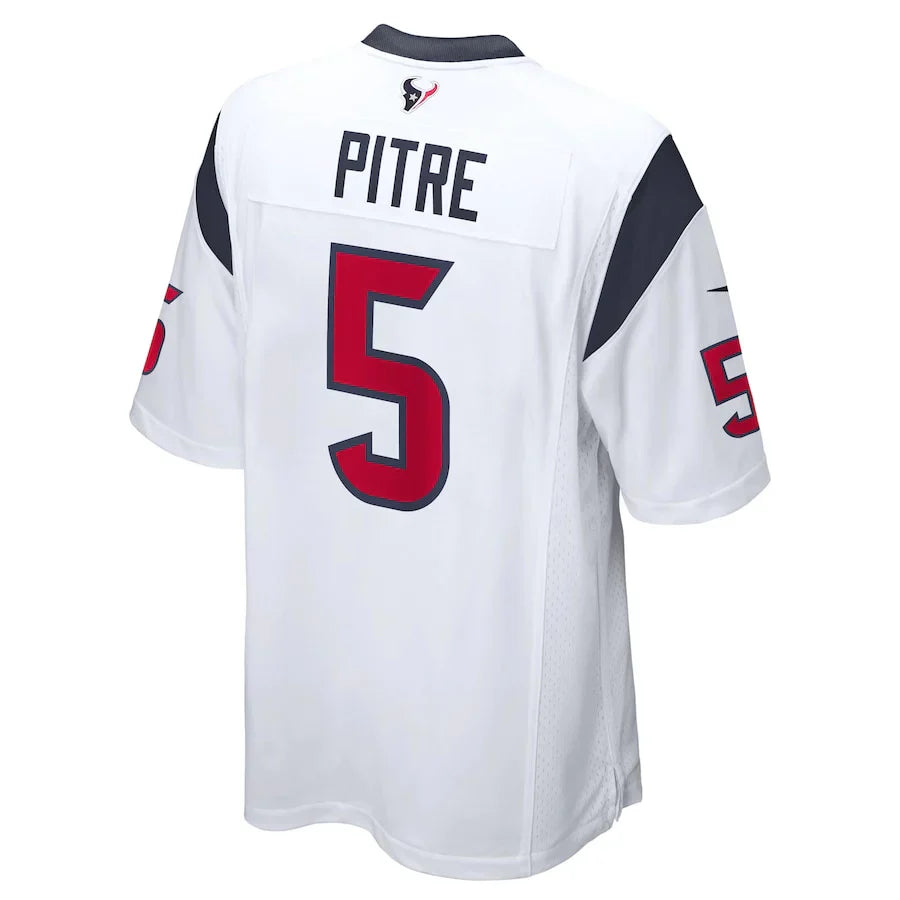 Custom #5 White HOU Football Shirt Top