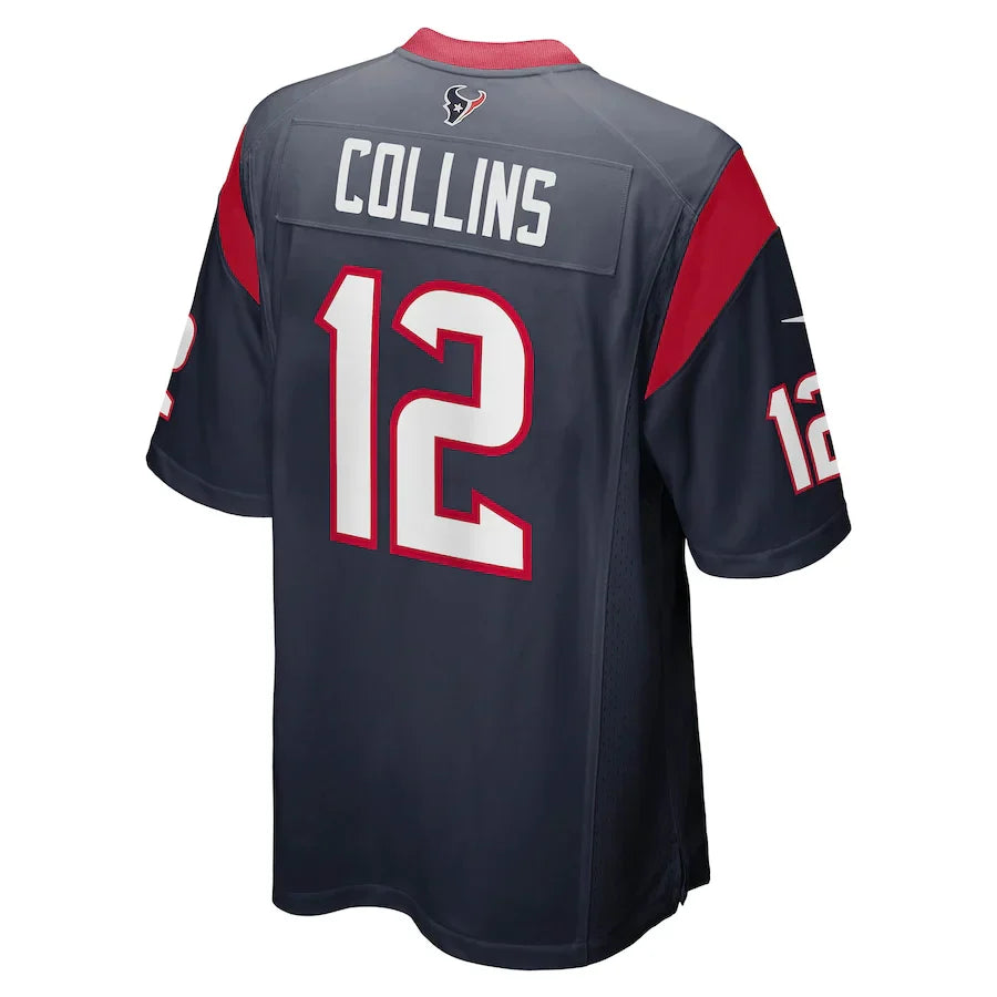 Custom #12 Navy HOU Football Shirt Top