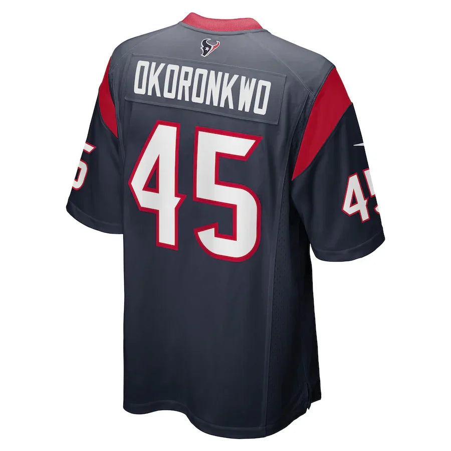 Custom #45 Navy HOU Football Shirt Top