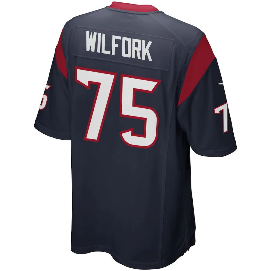 Custom #75 Navy Blue HOU Football Shirt Top