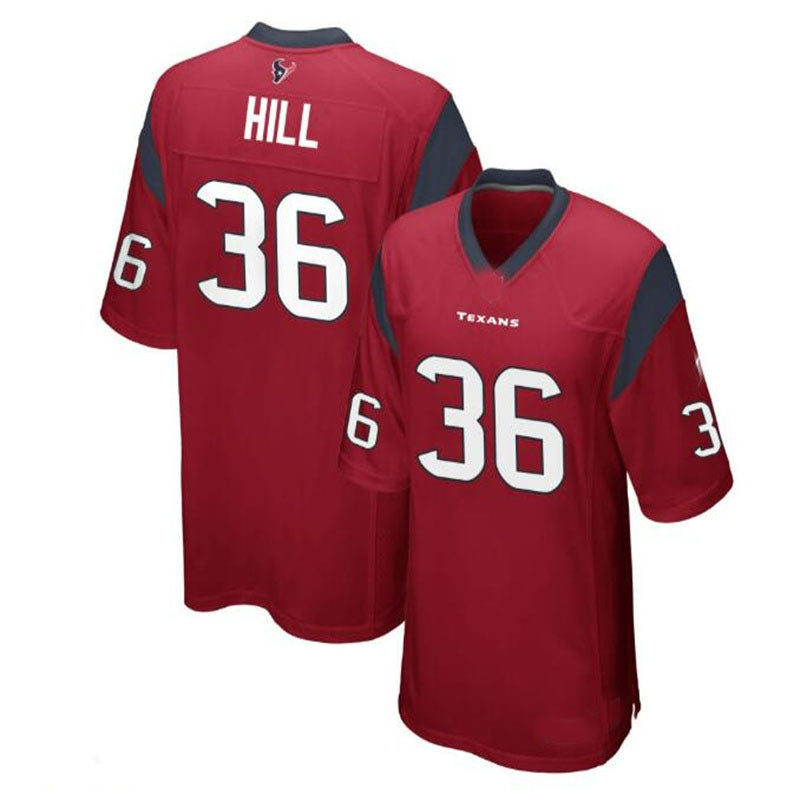 Custom #36 Red HOU Football Shirt Top